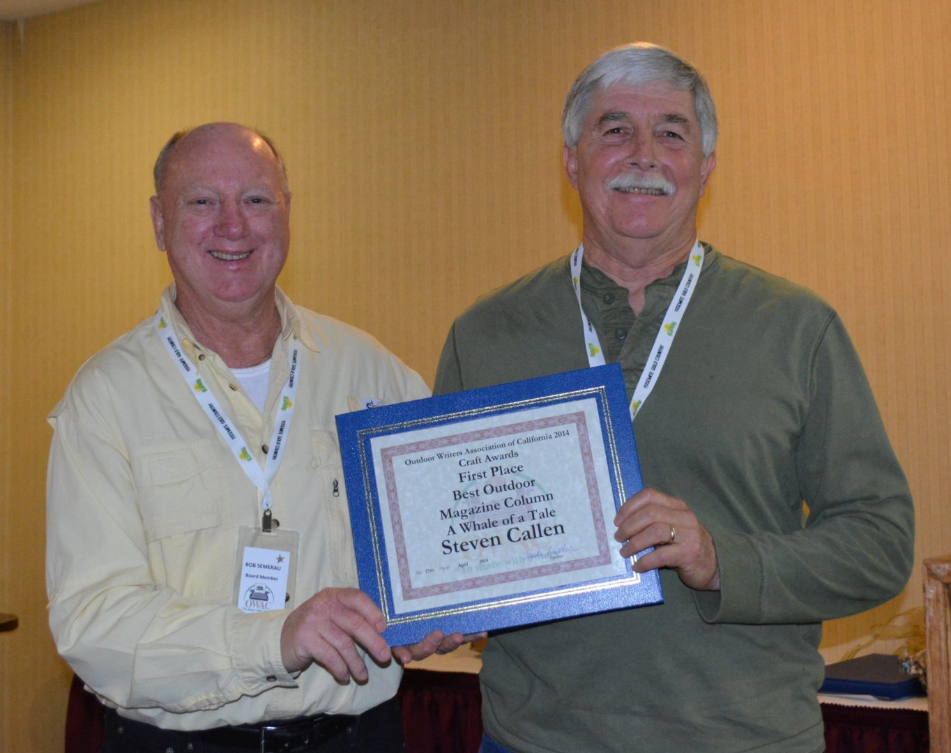 Steven T. Callan receiving OWAC award