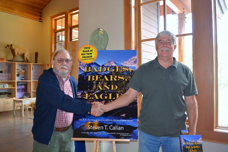 Author Steven T. Callan at Lassen Volcanic National Park for Badges, Bears, and Eagles book signing