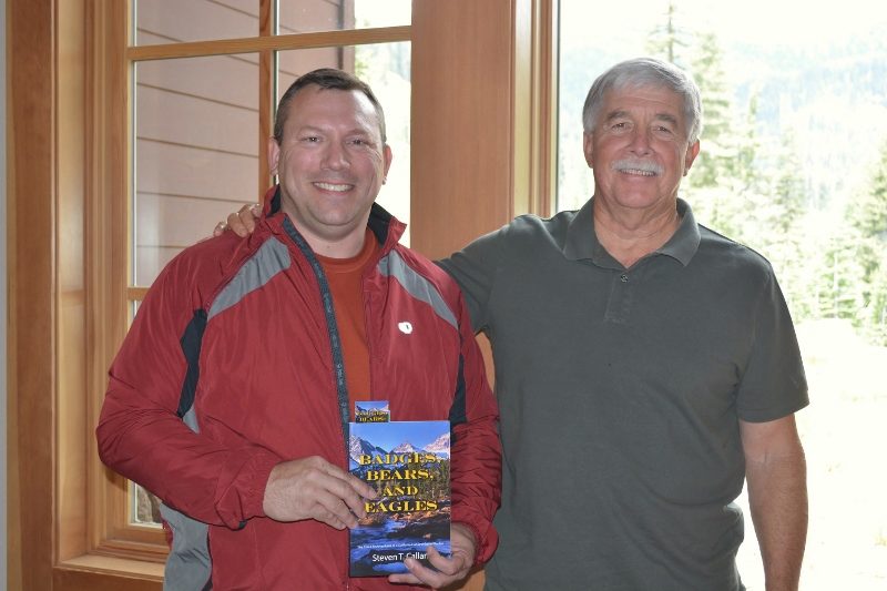 Author Steven T. Callan at the Lassen Volcanic National Park book signing for Badges, Bears, and Eagles
