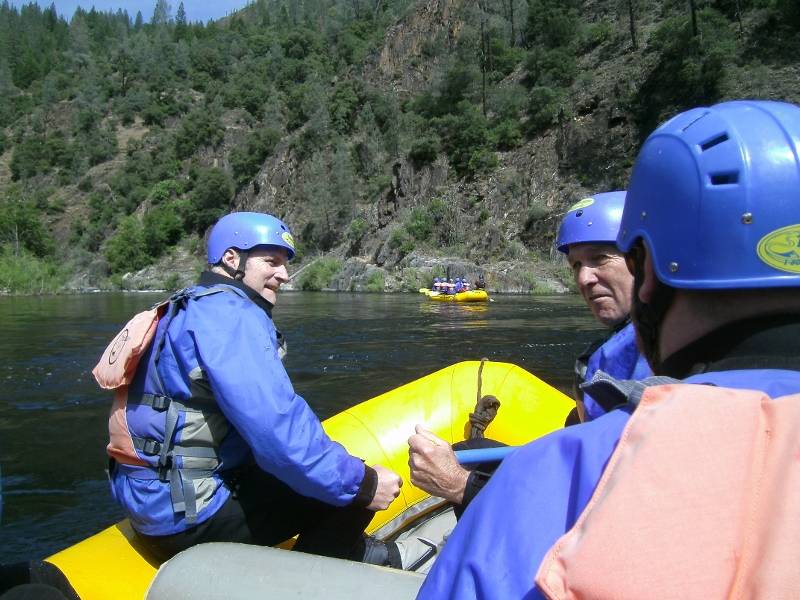 Jack and Ron preparing for our first rapids on the Middle Fork American River. Photo by author Steven T. Callan.