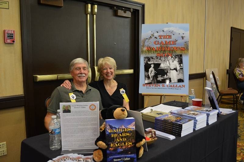 Author Steven T. Callan and Kathy Callan at a book signing for The Game Warden's Son at the Pacific Flyway Decoy Association Wildfowl Art Festival