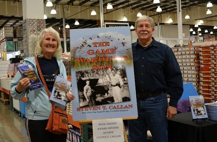Author Steven T. Callan and friend at a book signing for The Game Warden's Son at the Redding Costco Store on February 4, 2017