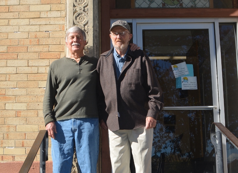 Author Steven T. Callan and Gene Russell, co-vice president, Friends of the Orland Free Library.