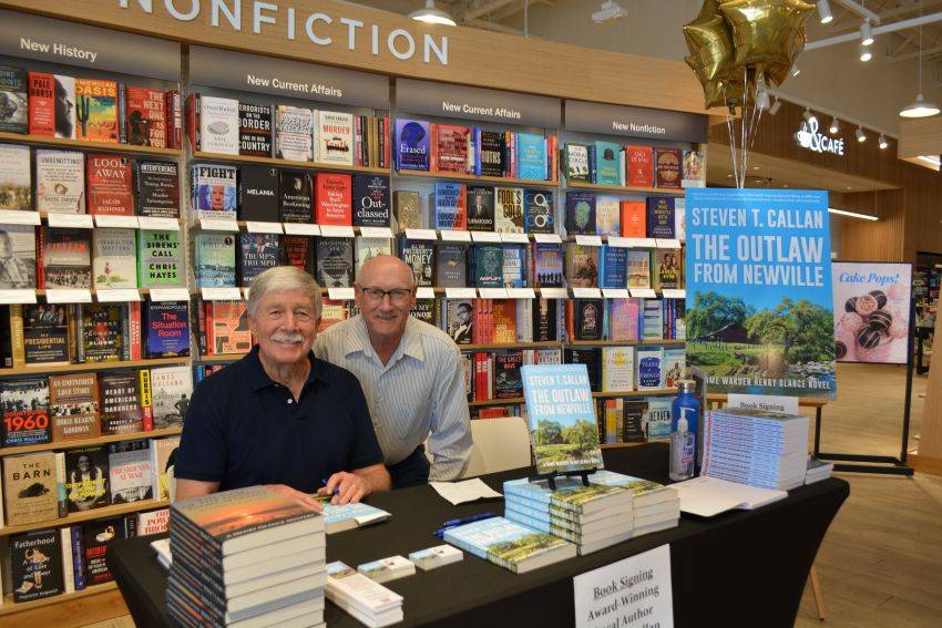 Author Steven T. Callan and friend at his Redding Barnes & Noble book signing to celebrate the release of his new novel, The Outlaw from Newville.