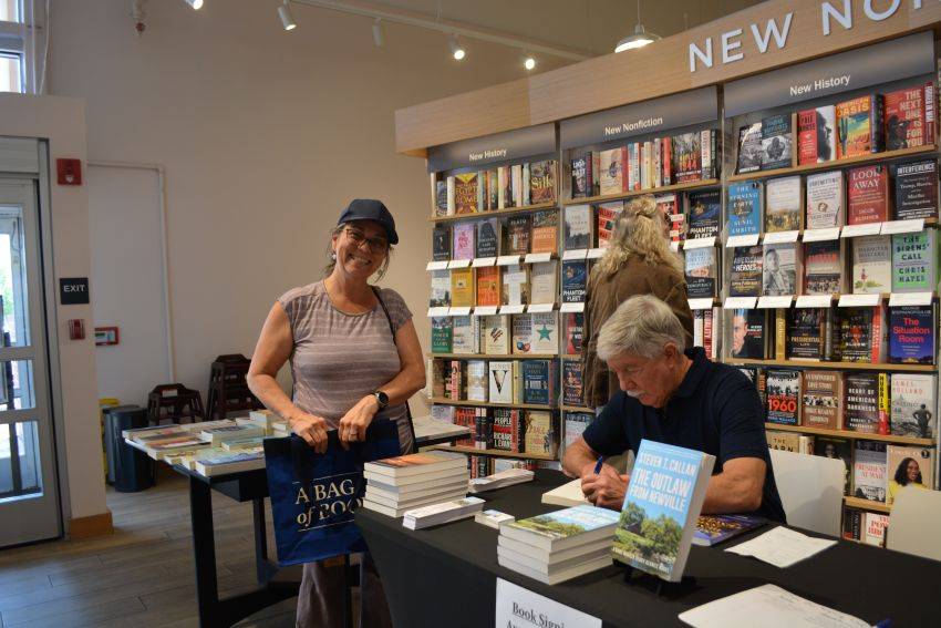 Author Steven T. Callan and friend at his Redding Barnes & Noble book signing to celebrate the release of his new novel, The Outlaw from Newville.