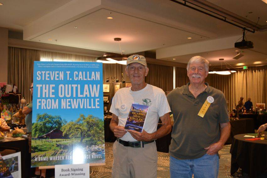Author Steven T. Callan and friends at a book signing celebrating the release of The Outlaw from Newville, his second novel in the Game Warden Henry Glance series, at the Pacific Flyway Decoy Association Wildfowl Classic