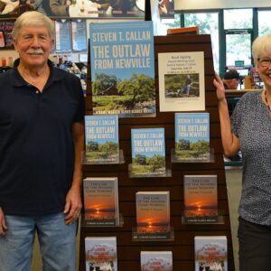 Author Steven T. Callan and his wife, Kathy, at a book signing celebrating the release of The Outlaw from Newville, Callan's second novel in the Game Warden Henry Glance series, at the Chico Barnes and Noble